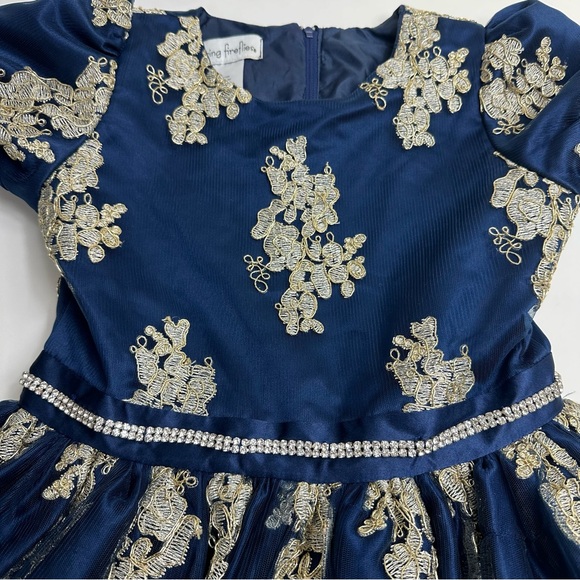 Chasing Fireflies navy gold lace formal dress - Picture 5 of 9